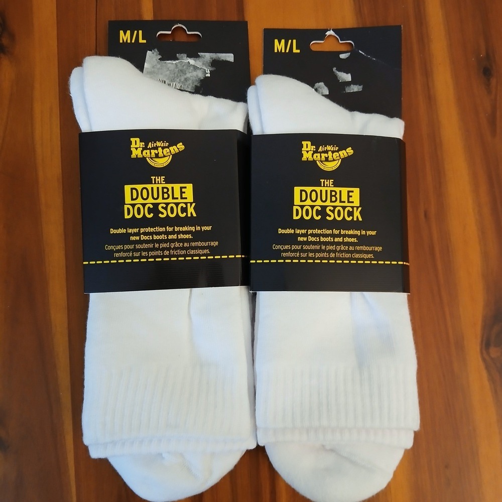 Dr Martens Socks Mens Medium/ Large White Double Doc Sock Lot (2) AC742100